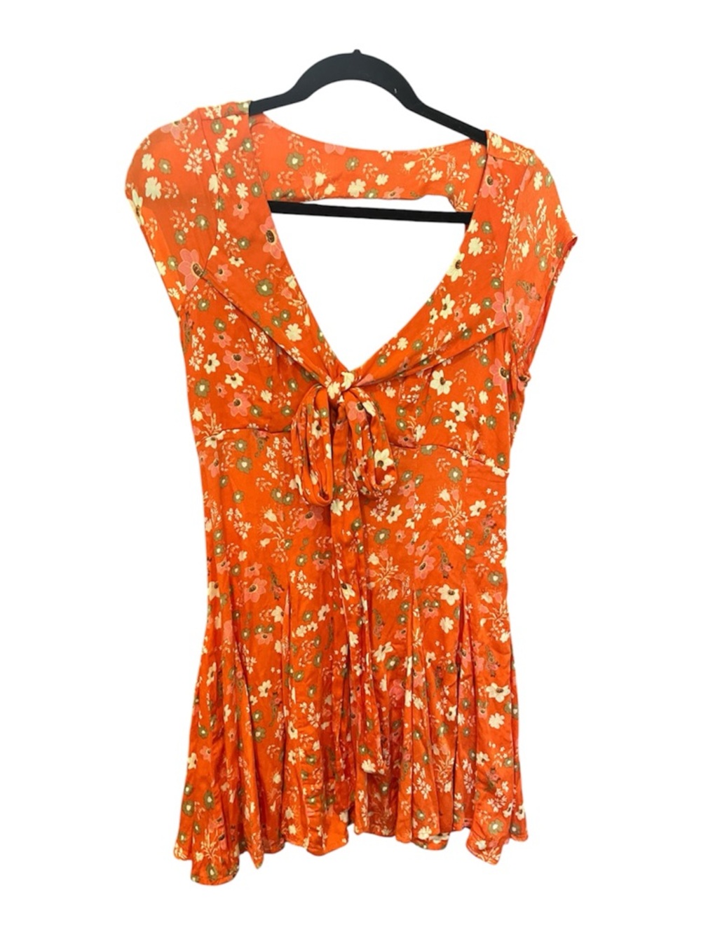 Free People Orange Floral Tie-Front Mini Dress - Picture 2 of 6